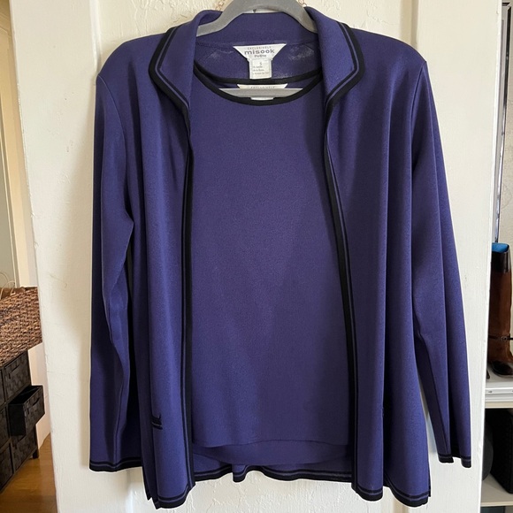 Vintage Exclusively Misook 3 Piece Purple Knit Women's Pantsuit S Small Petite - Picture 4 of 9